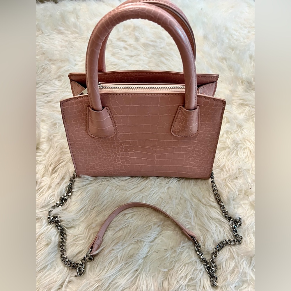 Elegant Pink Croc-Embossed Handbag